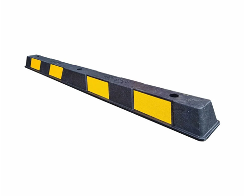 Premium rubber wheel stop with yellow visibility panels